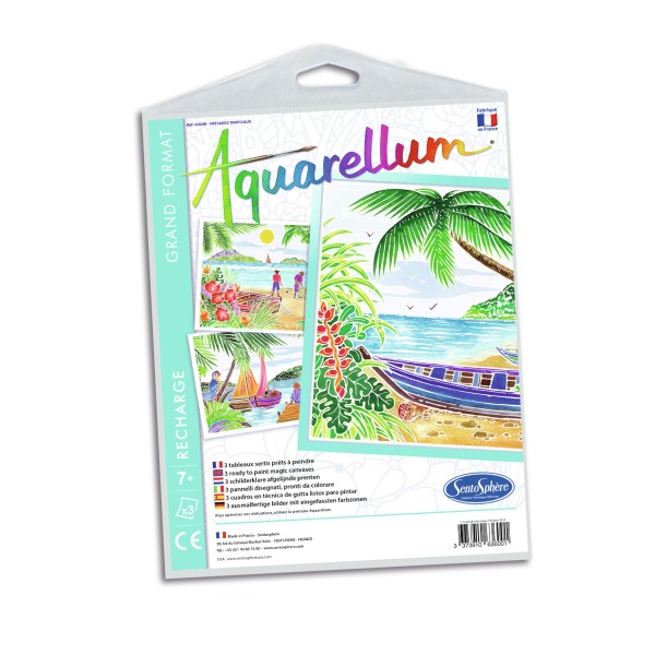 Sentosphère Recharge Aquarellum Junior – Thème Aquarium, 4 Planches, Peinture Aquarellable Magique, Dès 6 Ans, Fabriqué En France